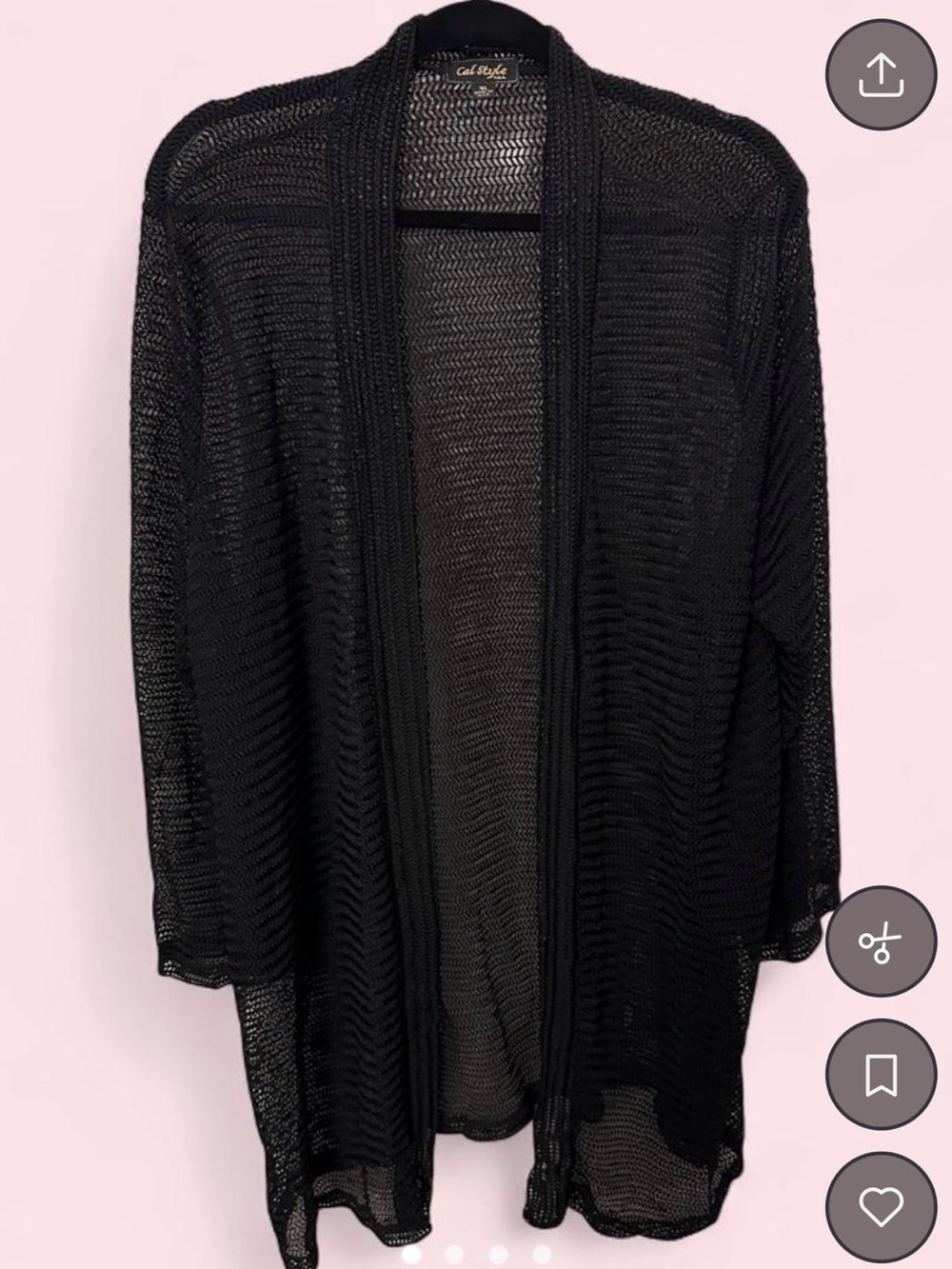 Cal Style Open-Front Black Lightweight Knit Cardigan